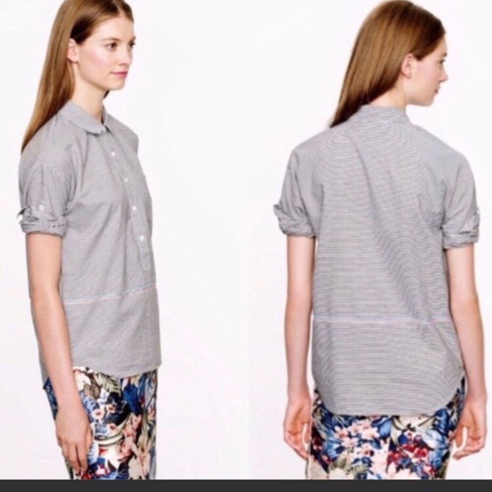 J. Crew Boyfriend Style Popover Striped Blouse